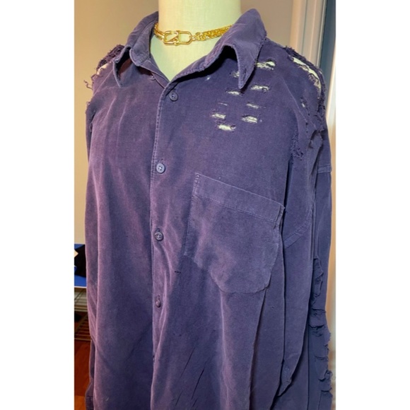 Furst of a Kind Purple Reworked Oversized Corduroy Button Down Shirt NWT - Picture 1 of 10